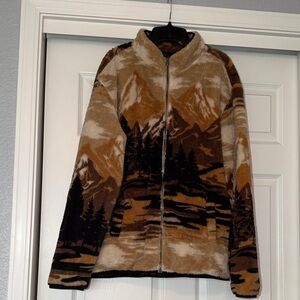 Cozy Mountain Print Teddy Jacket